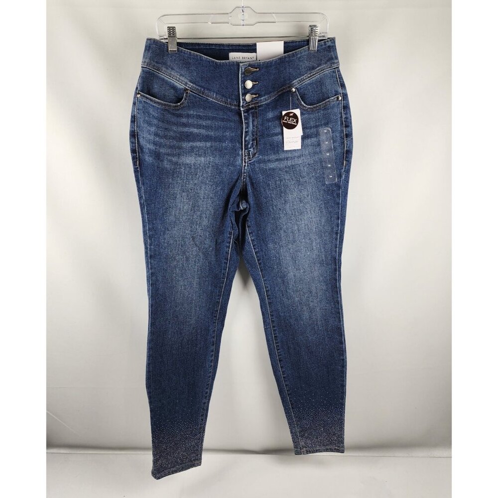 Lane Bryant Jegging Women 14 Blue Signature Fit Flex Magic Waistband Bling NWT